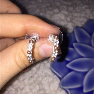 Silver And Rose-gold Half Circle Earrings